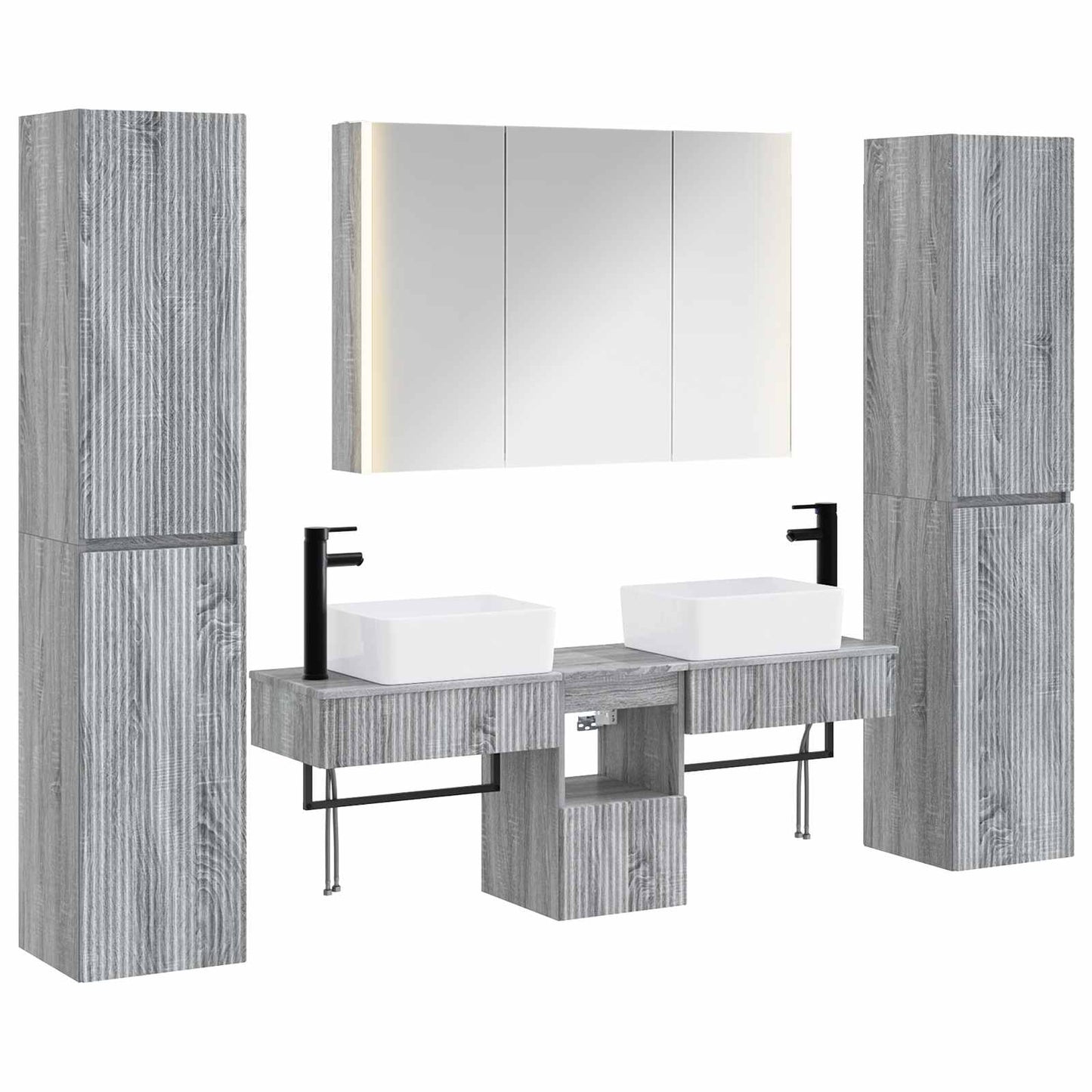 Bathroom Furniture Set 6 pcs Grey Sonoma