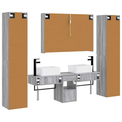 Bathroom Furniture Set 6 pcs Grey Sonoma