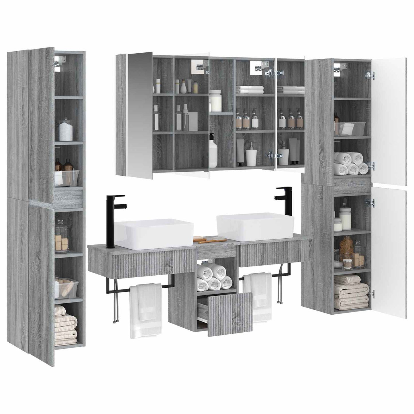 Bathroom Furniture Set 6 pcs Grey Sonoma