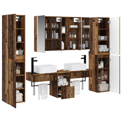 Bathroom Furniture Set 6 pcs Old Wood Engineered Wood and Glass