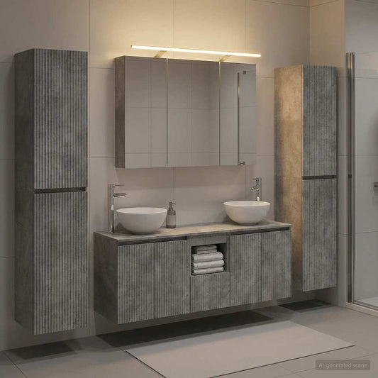 Bathroom Furniture Set 6 pcs Concrete Grey