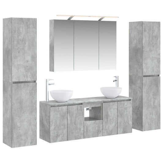 Bathroom Furniture Set 6 pcs Concrete Grey