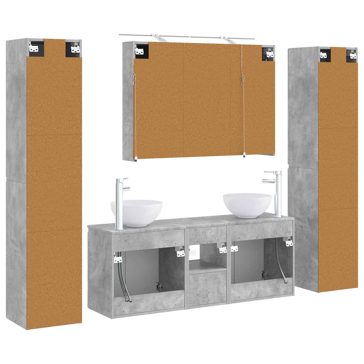 Bathroom Furniture Set 6 pcs Concrete Grey