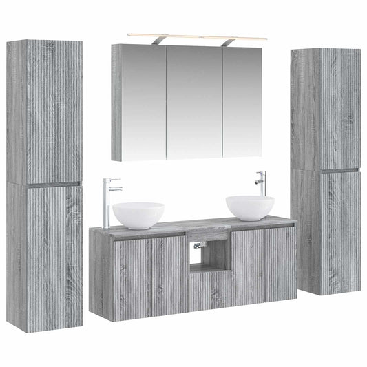 Bathroom Furniture Set 6 pcs Grey Sonoma