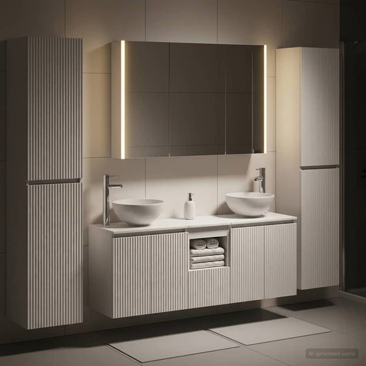 Bathroom Furniture Set 6 pcs White Engineered Wood and Glass
