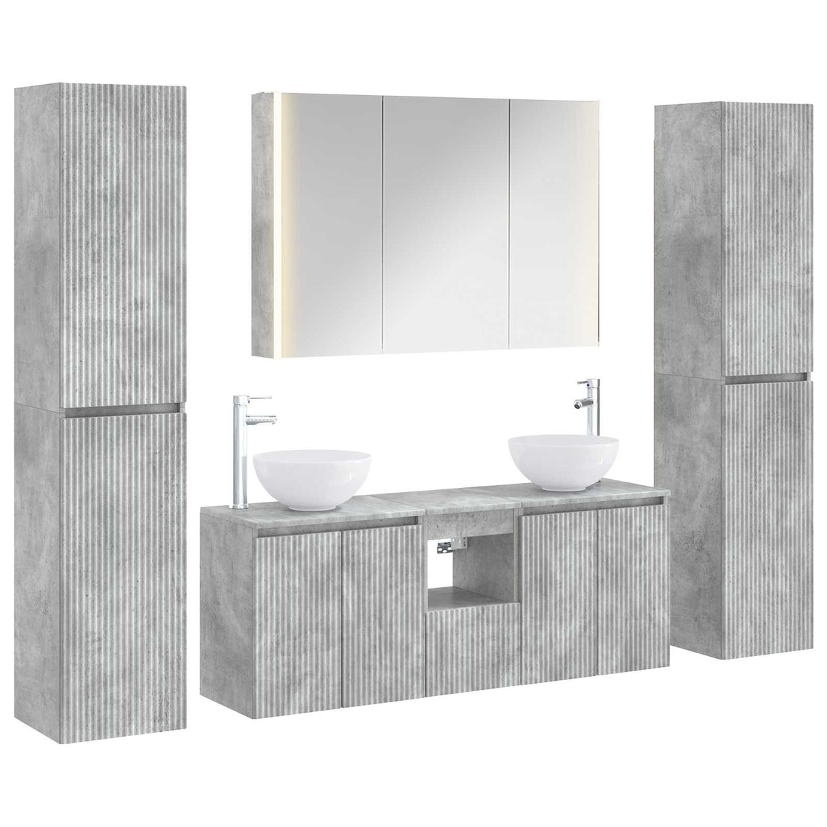 Bathroom Furniture Set 6 pcs Concrete Grey