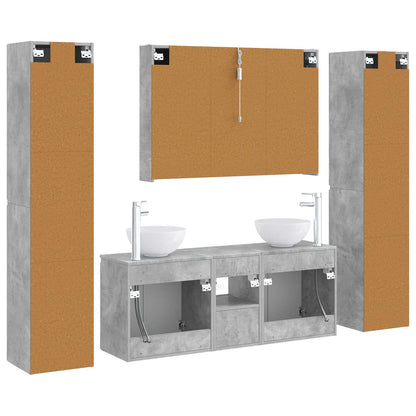 Bathroom Furniture Set 6 pcs Concrete Grey