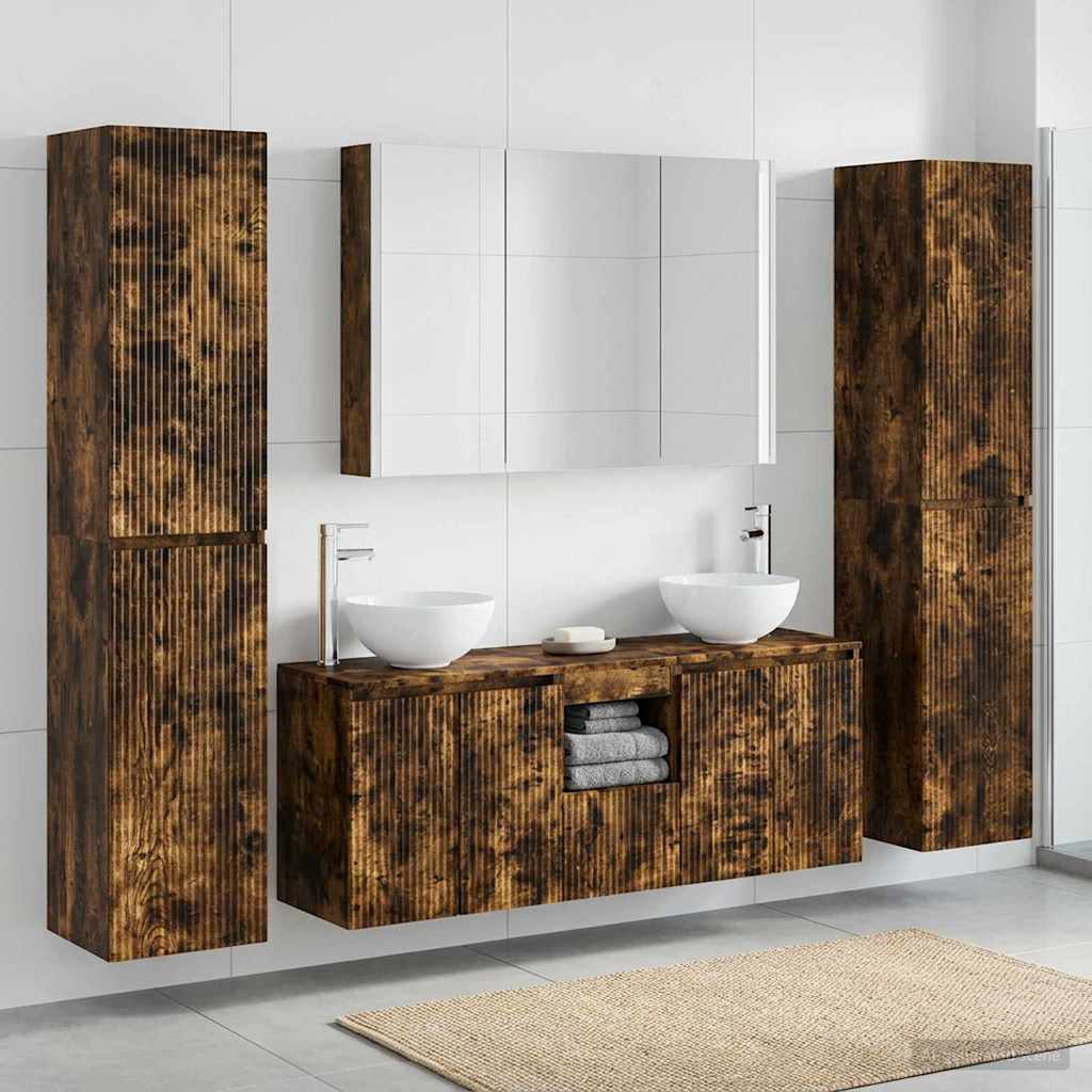 Bathroom Furniture Set 6 pcs Smoked Oak