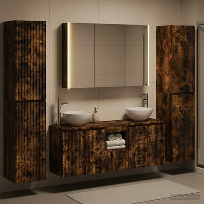 Bathroom Furniture Set 6 pcs Smoked Oak