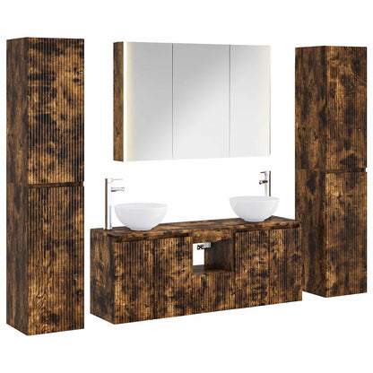 Bathroom Furniture Set 6 pcs Smoked Oak