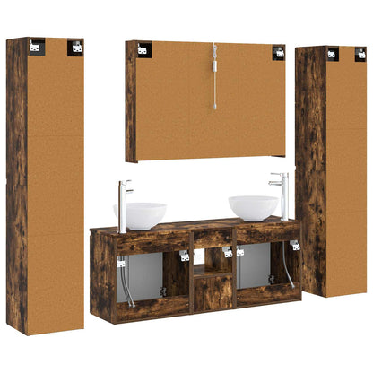 Bathroom Furniture Set 6 pcs Smoked Oak