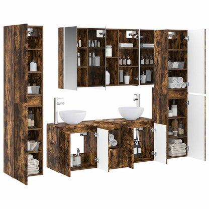 Bathroom Furniture Set 6 pcs Smoked Oak