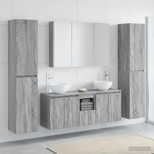 Bathroom Furniture Set 6 pcs Grey Sonoma