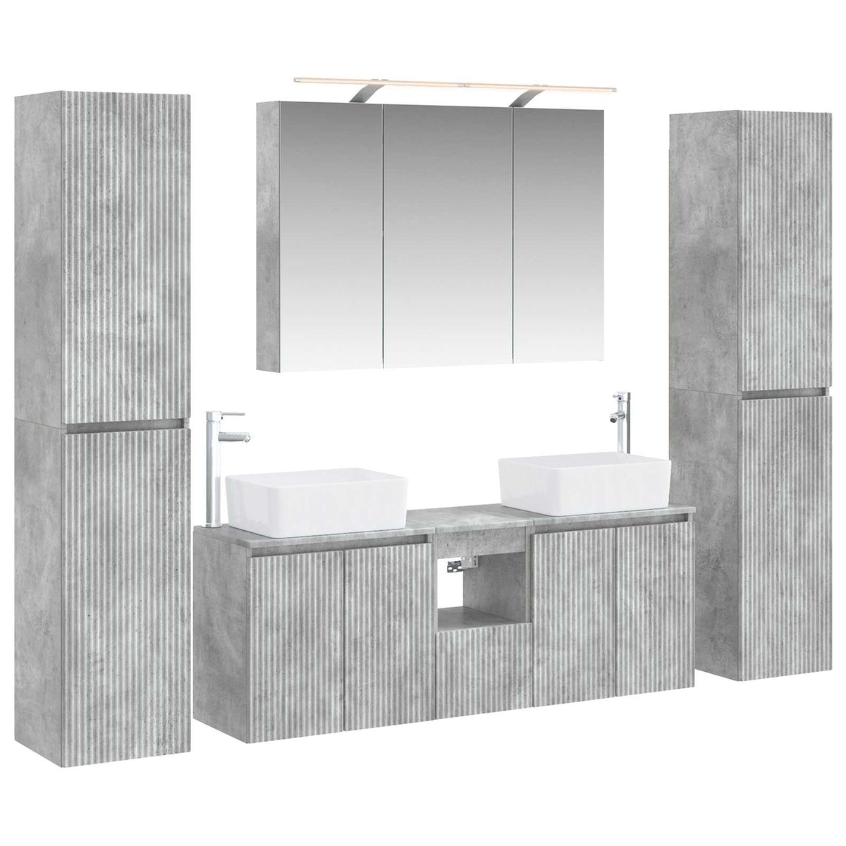 Bathroom Furniture Set 6 pcs Concrete Grey