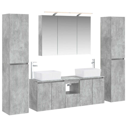 Bathroom Furniture Set 6 pcs Concrete Grey