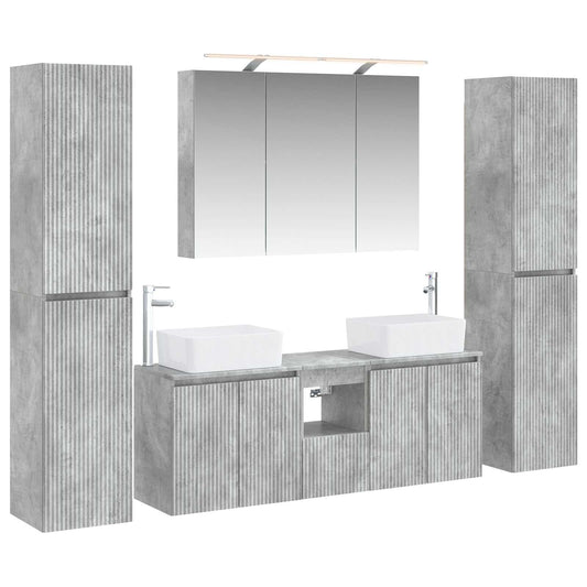 Bathroom Furniture Set 6 pcs Concrete Grey