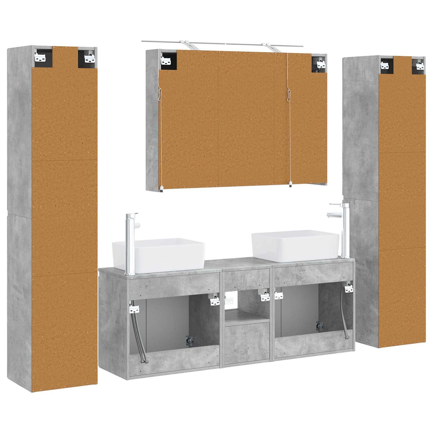 Bathroom Furniture Set 6 pcs Concrete Grey
