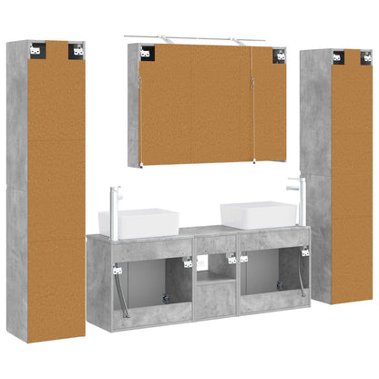Bathroom Furniture Set 6 pcs Concrete Grey