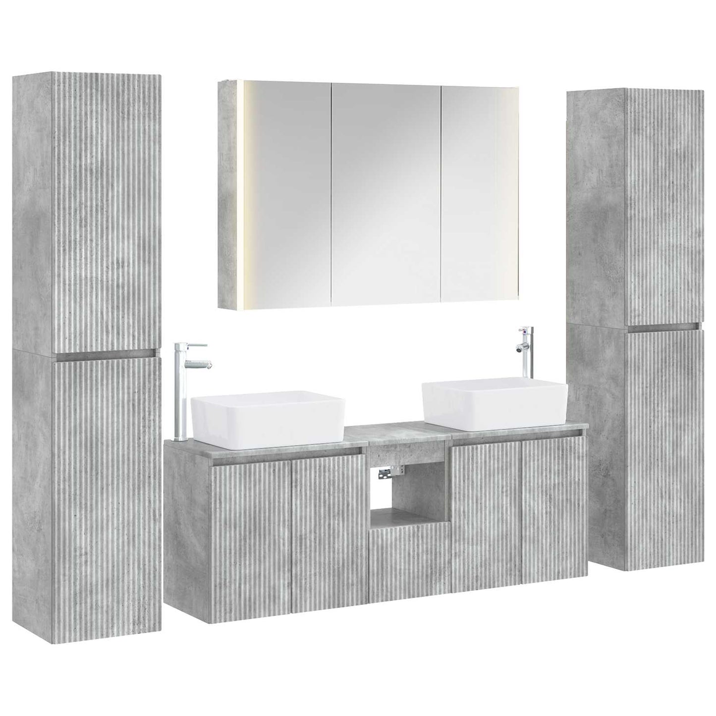 Bathroom Furniture Set 6 pcs Concrete Grey