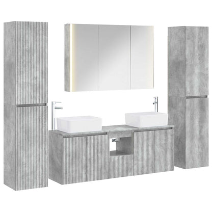 Bathroom Furniture Set 6 pcs Concrete Grey