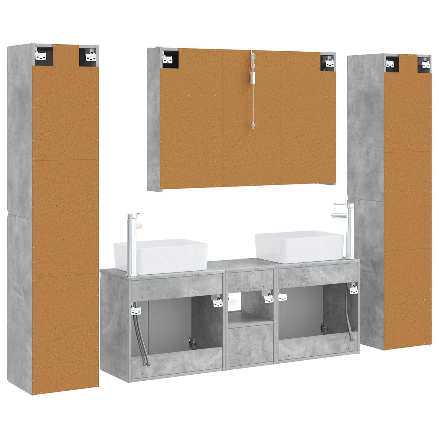 Bathroom Furniture Set 6 pcs Concrete Grey