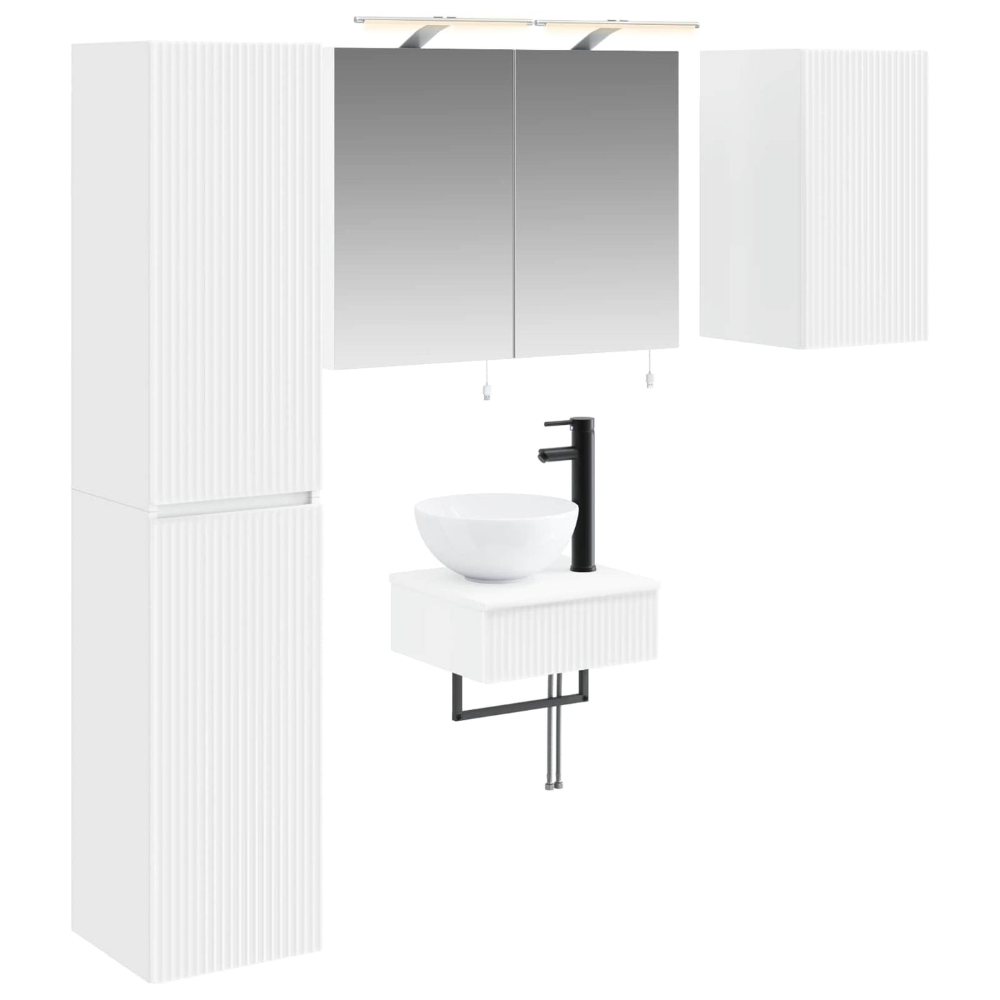 Bathroom Furniture Set 5 pcs White Engineered Wood and Glass