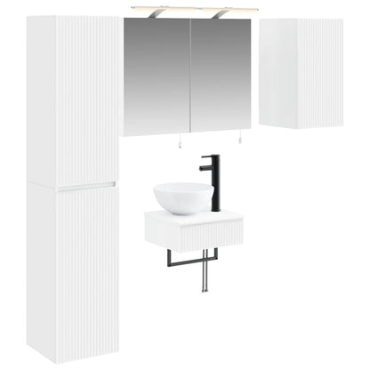 Bathroom Furniture Set 5 pcs White Engineered Wood and Glass