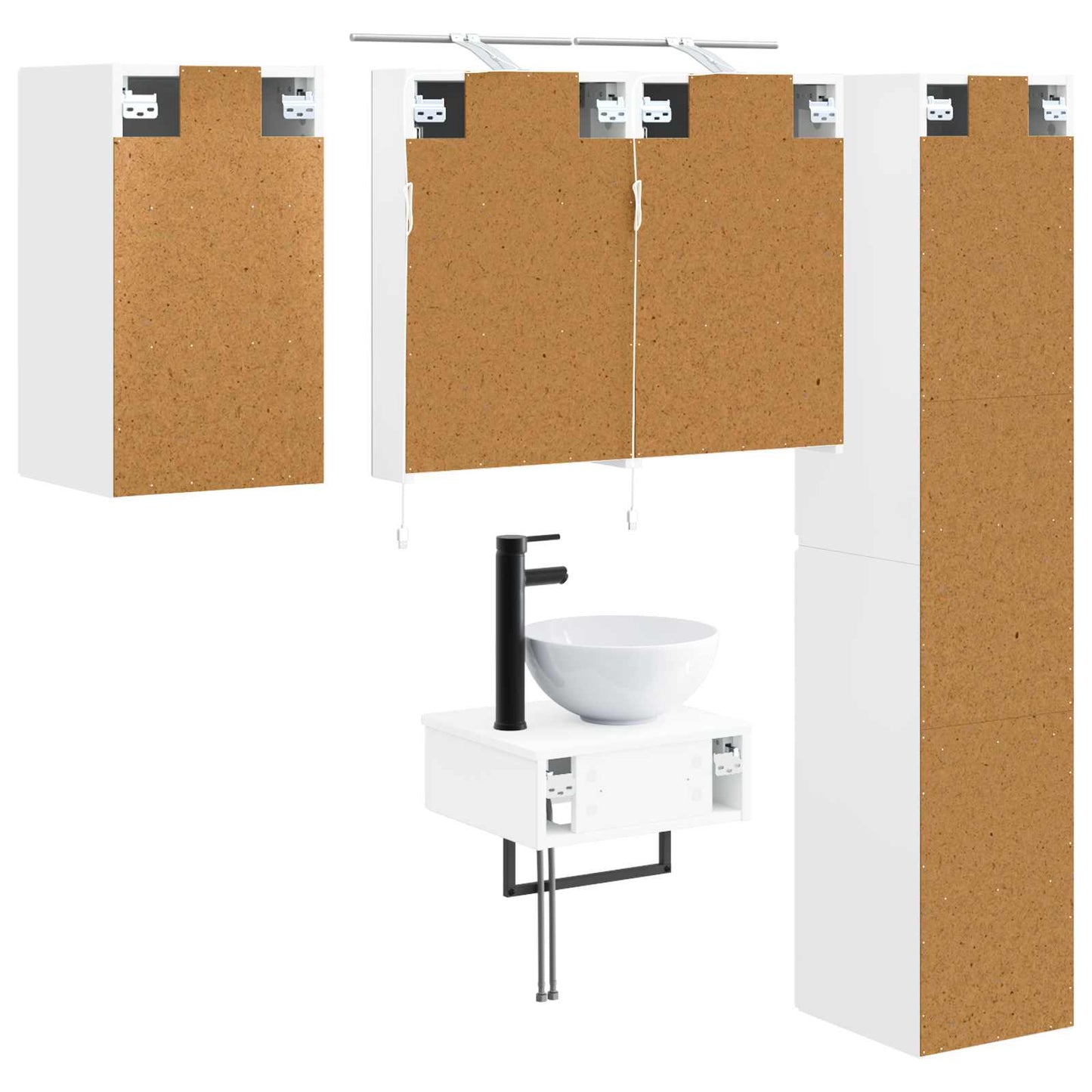 Bathroom Furniture Set 5 pcs White Engineered Wood and Glass