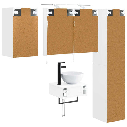Bathroom Furniture Set 5 pcs White Engineered Wood and Glass