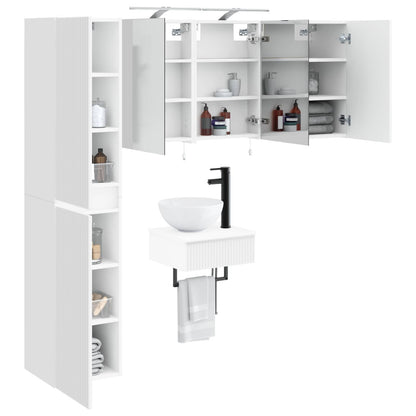 Bathroom Furniture Set 5 pcs White Engineered Wood and Glass