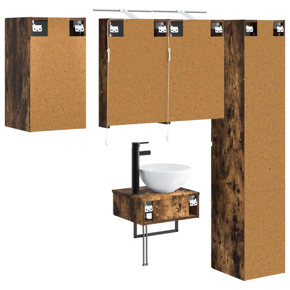 Bathroom Furniture Set 5 pcs Smoked Oak