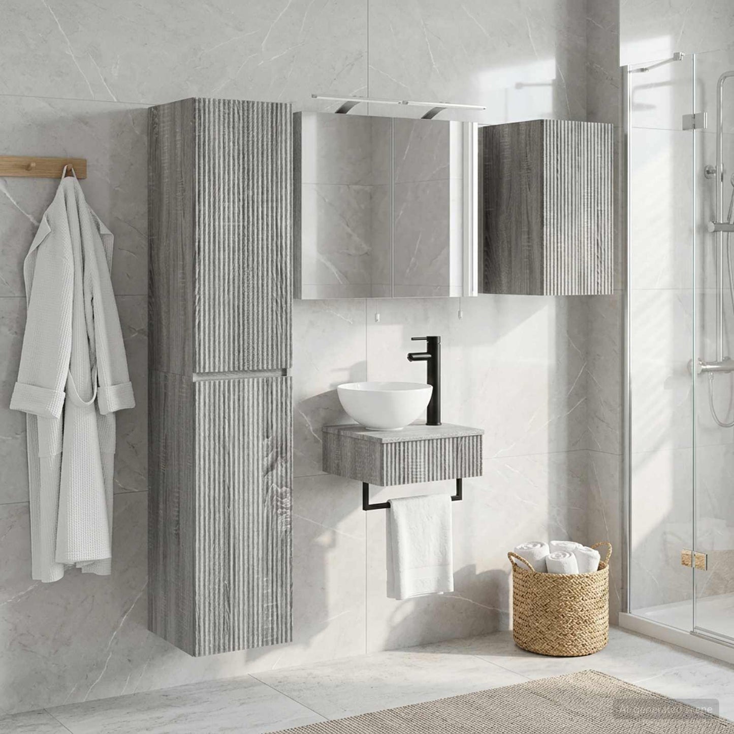 Bathroom Furniture Set 5 pcs Grey Sonoma