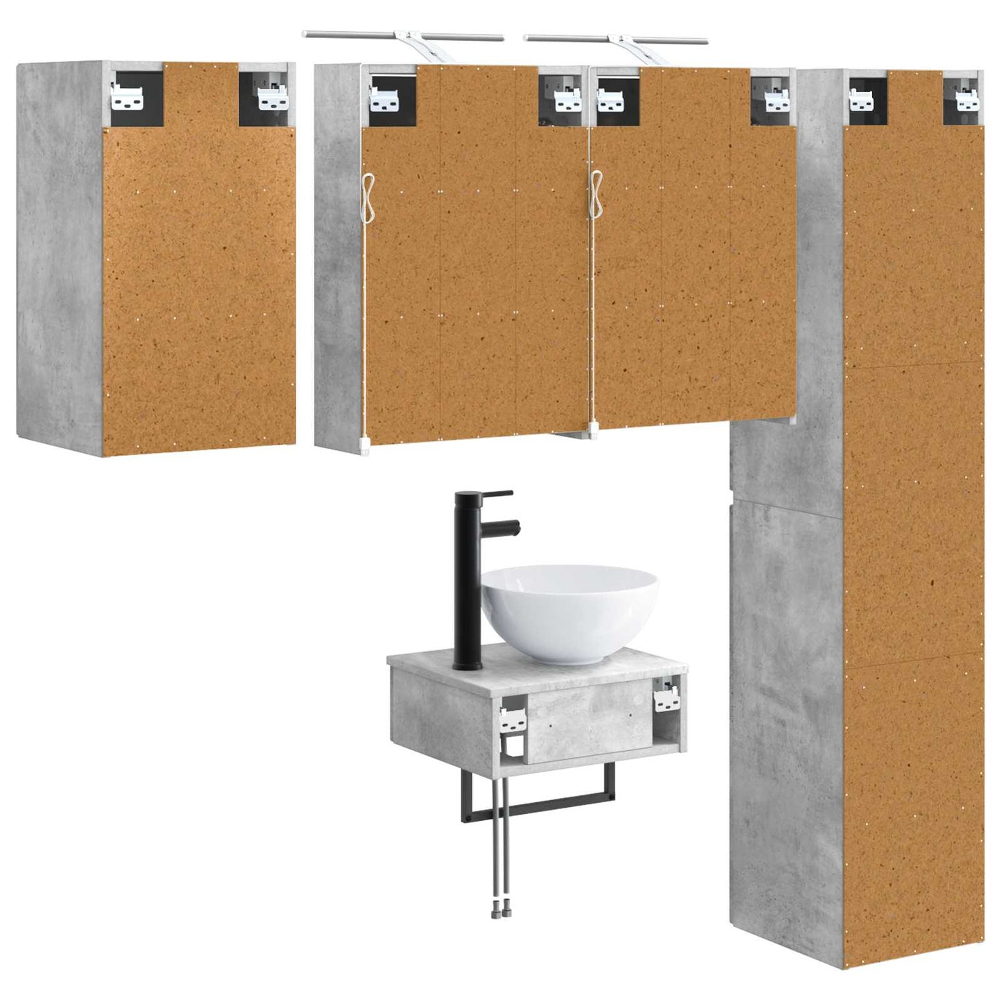 Bathroom Furniture Set 5 pcs Concrete Grey