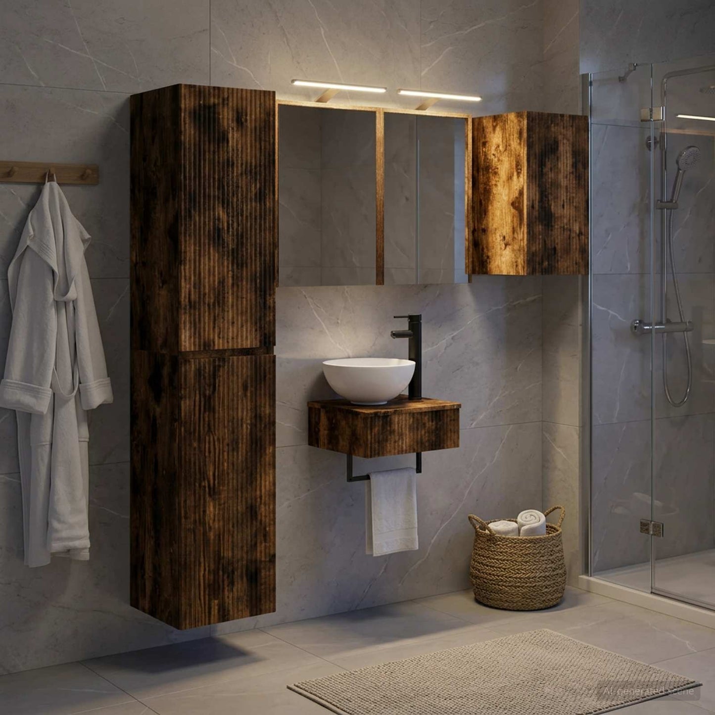 Bathroom Furniture Set 5 pcs Smoked Oak