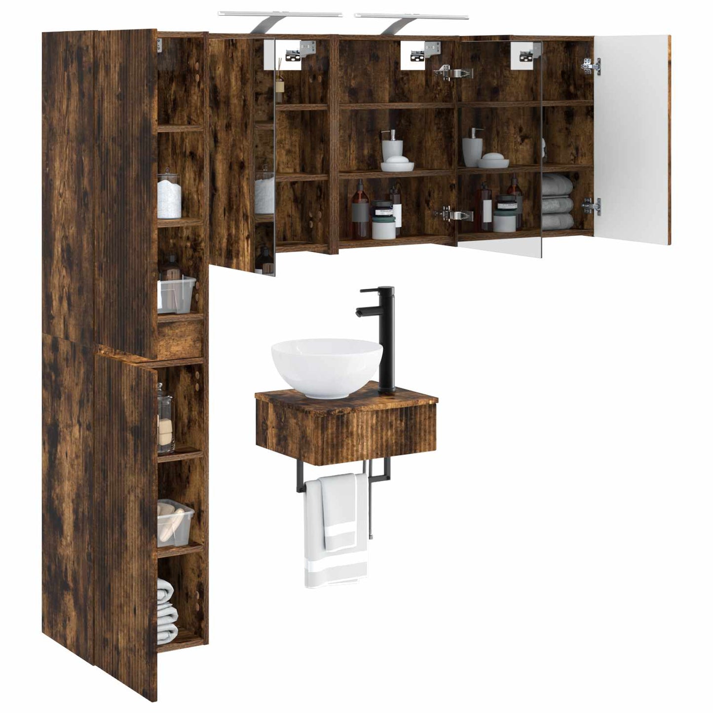 Bathroom Furniture Set 5 pcs Smoked Oak