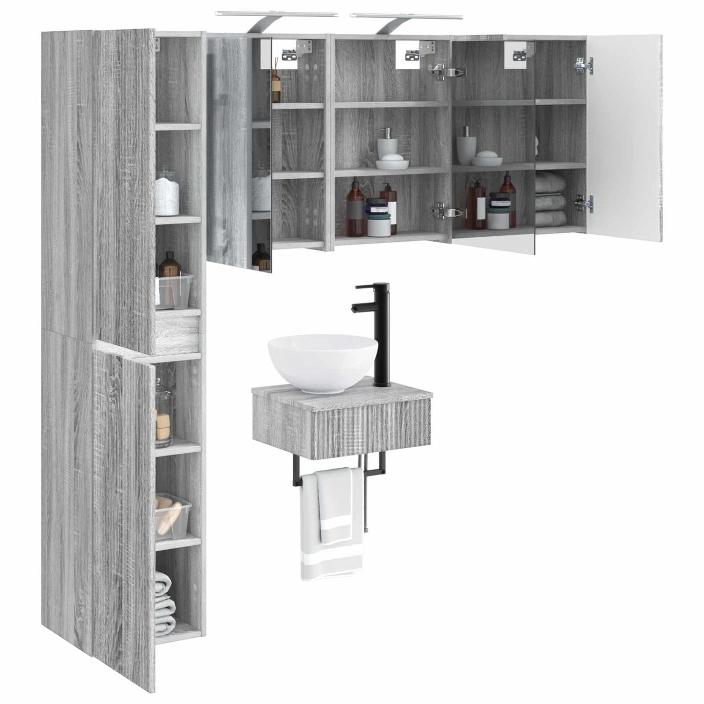 Bathroom Furniture Set 5 pcs Grey Sonoma