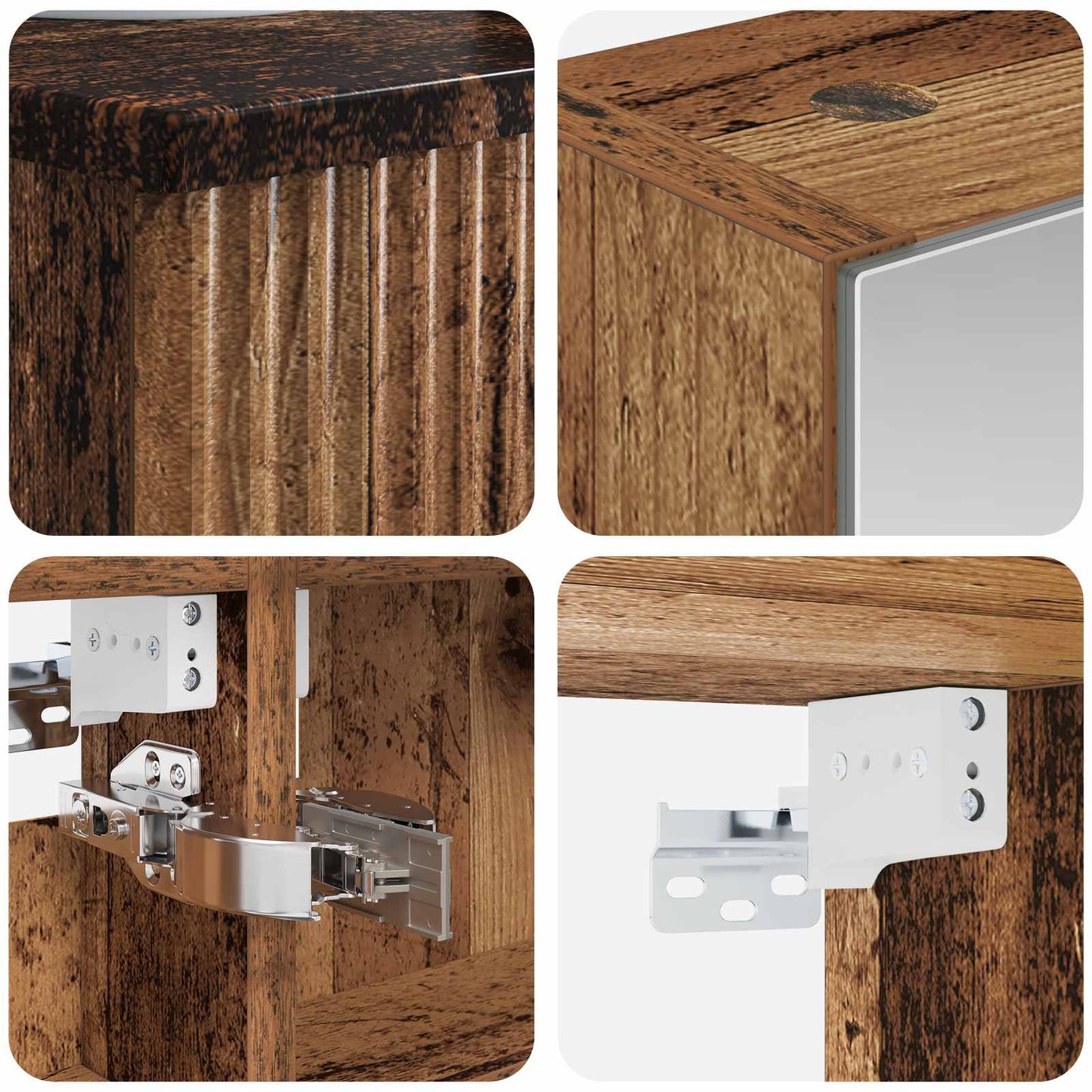 Bathroom Furniture Set 5 pcs Old Wood Engineered Wood and Glass