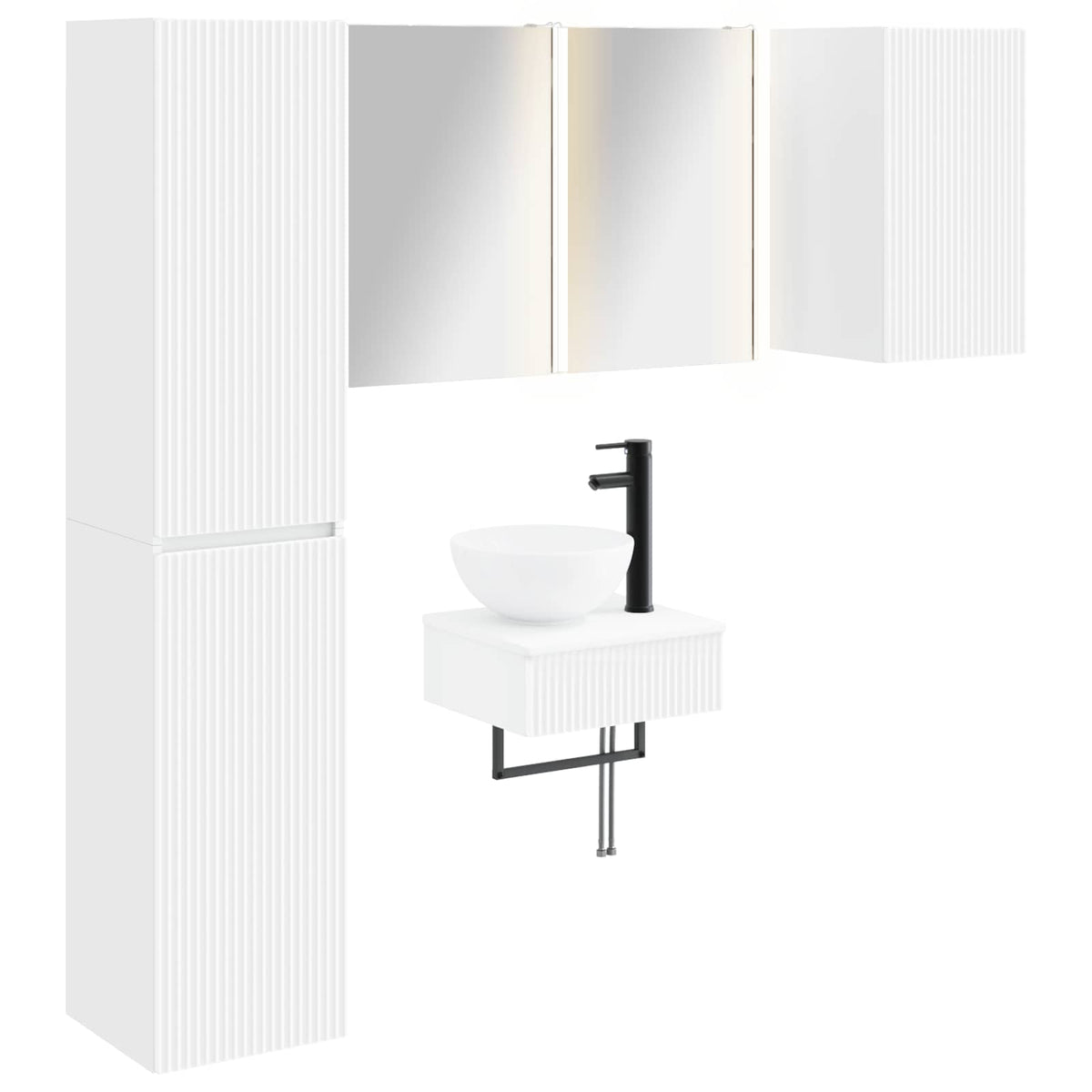 Bathroom Furniture Set 5 pcs White Engineered Wood and Glass