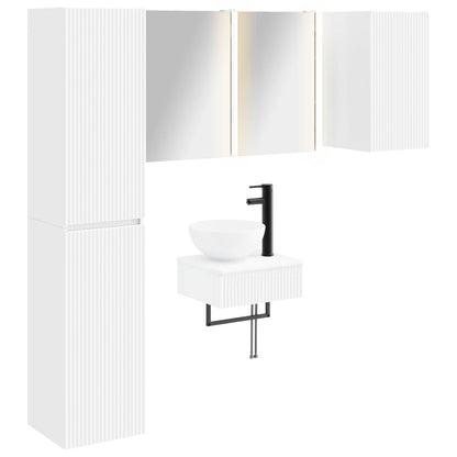 Bathroom Furniture Set 5 pcs White Engineered Wood and Glass