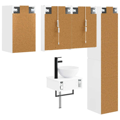 Bathroom Furniture Set 5 pcs White Engineered Wood and Glass