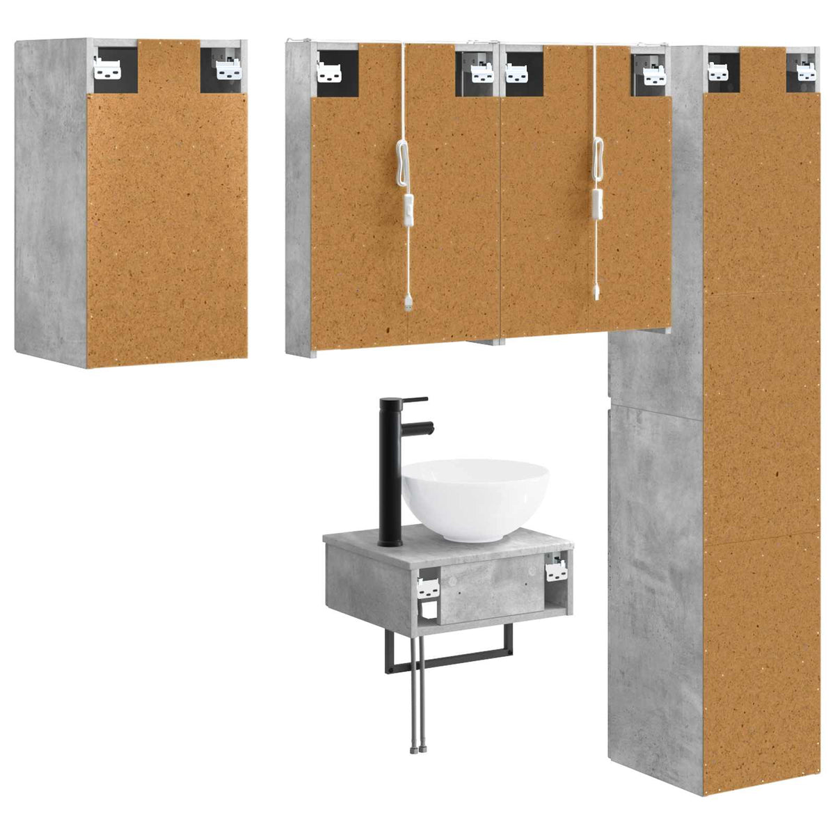 Bathroom Furniture Set 5 pcs Concrete Grey