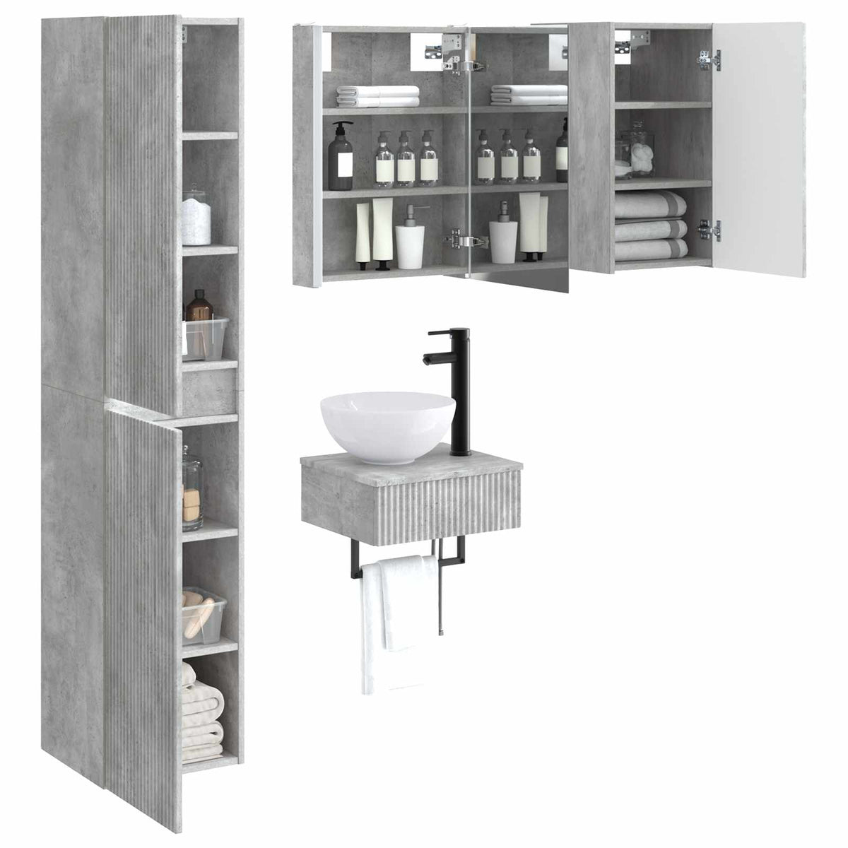 Bathroom Furniture Set 5 pcs Concrete Grey
