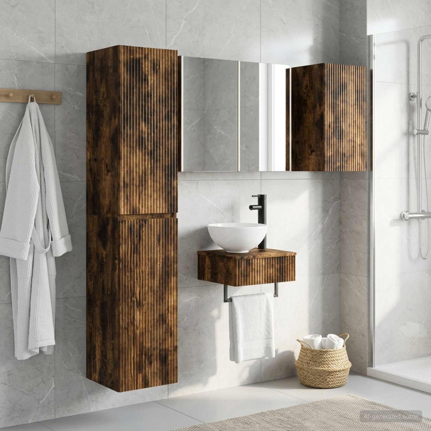 Bathroom Furniture Set 5 pcs Smoked Oak