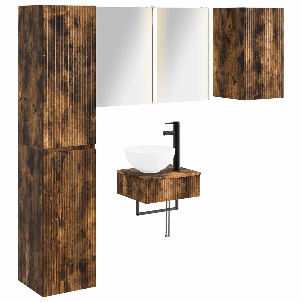 Bathroom Furniture Set 5 pcs Smoked Oak