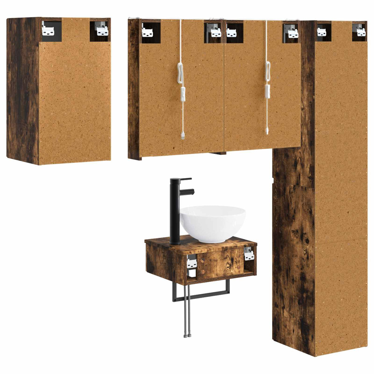 Bathroom Furniture Set 5 pcs Smoked Oak