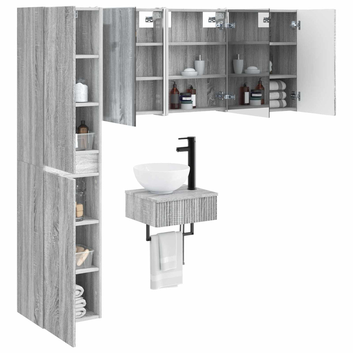 Bathroom Furniture Set 5 pcs Grey Sonoma