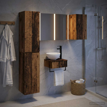 Bathroom Furniture Set 5 pcs Old Wood Engineered Wood and Glass