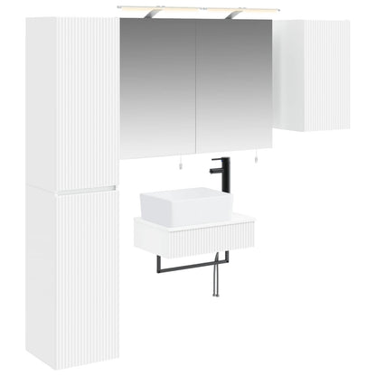 Bathroom Furniture Set 5 pcs White Engineered Wood and Glass