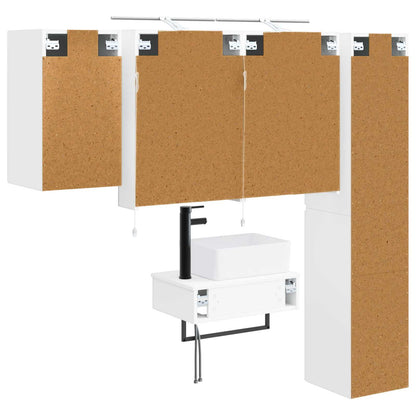 Bathroom Furniture Set 5 pcs White Engineered Wood and Glass