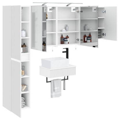 Bathroom Furniture Set 5 pcs White Engineered Wood and Glass